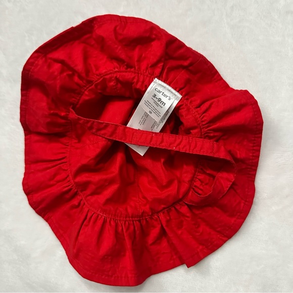 5/$15 Red and White Maple Lead Sun Hat, 3-9m - Picture 3 of 3